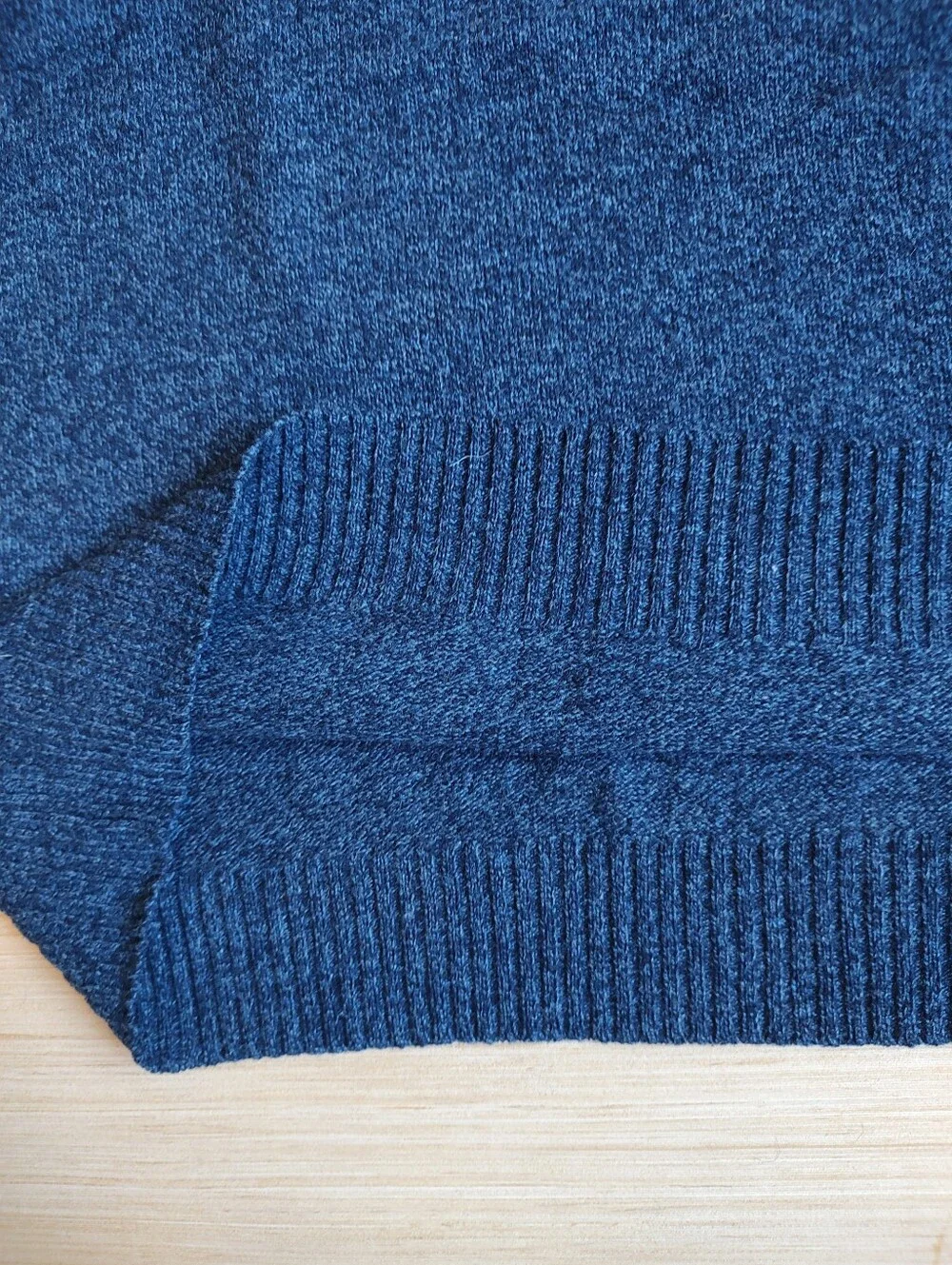 J Crew Lambs Wool Quarter Zip Sweater Pullover Marled Blue Navy Mock Neck L